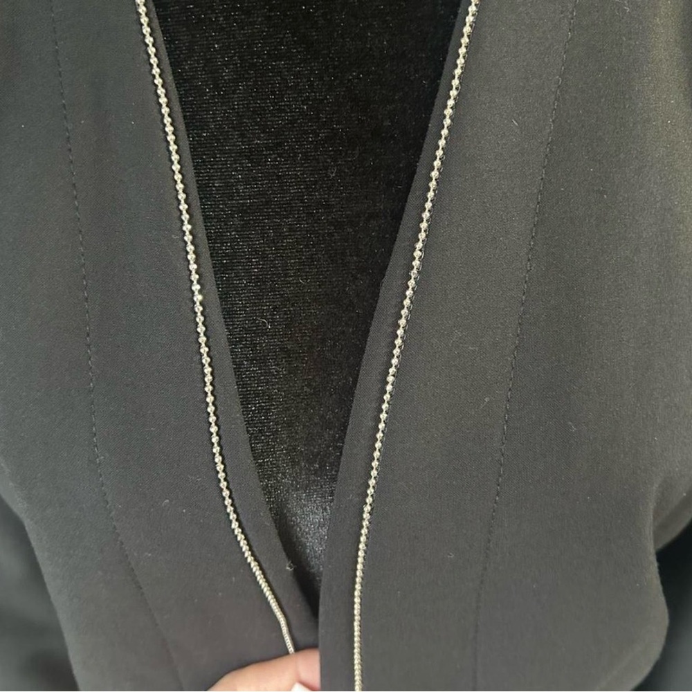 Calvin Klein Black Zip Front Blazer Size 10 Tailored Stretch Career Jacket - Picture 6 of 8